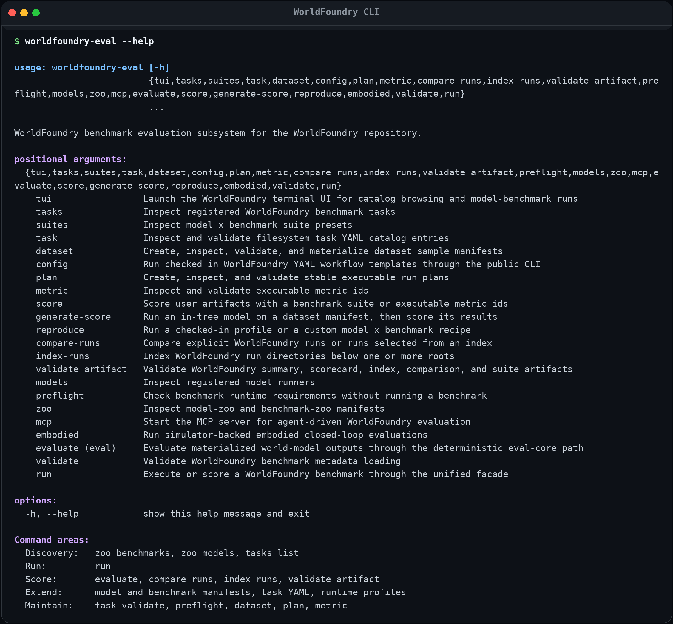 Terminal output of worldfoundry-eval --help