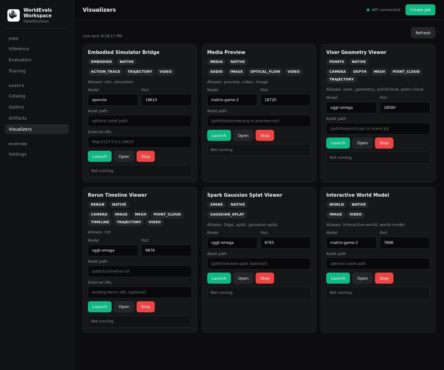WorldFoundry Workspace visualizers overview